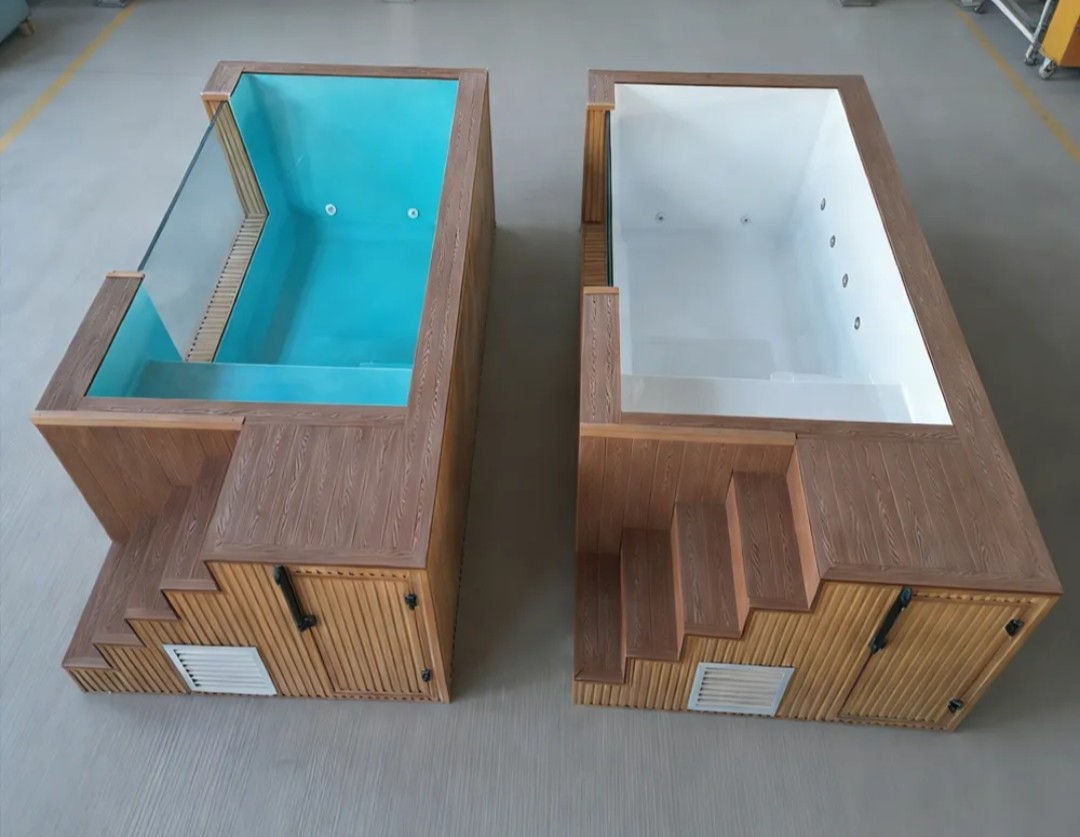 Two shells side by side, one with a window and one with a white interior.